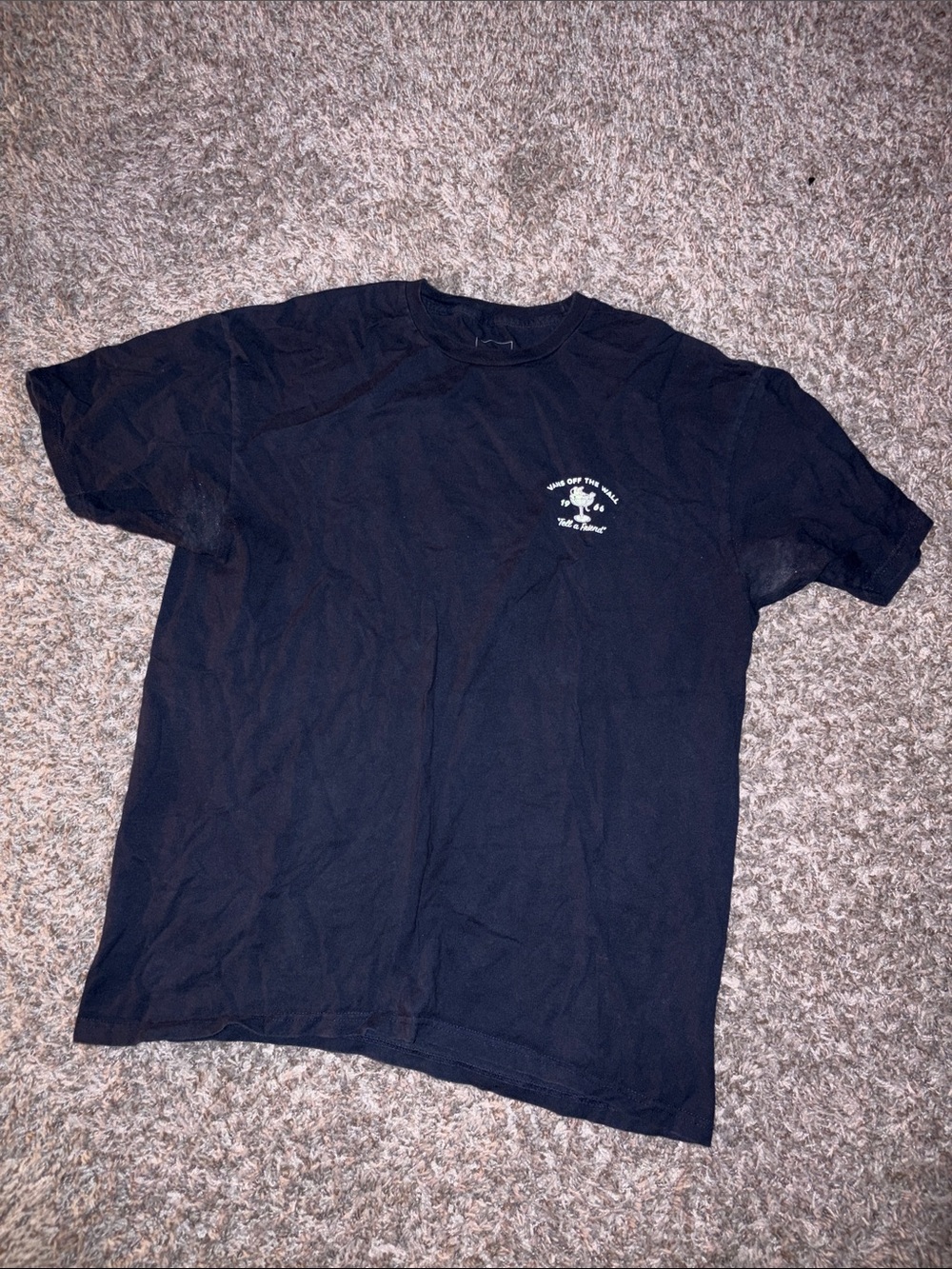 Vans Black Short Sleeve Tee with Small White Chest Graphic